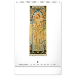 Falinaptár képes  330×460mm Alphonse Mucha  Realsystem 2026. Falinaptár Realsystem
