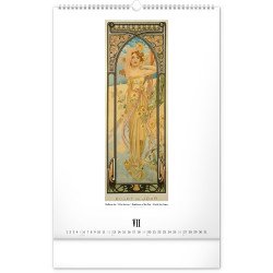 Falinaptár képes  330×460mm Alphonse Mucha  Realsystem 2026. Falinaptár Realsystem