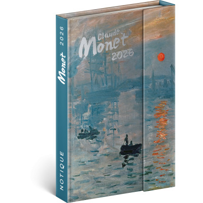 Határidőnapló mágnessel záródó, krémszínű lapokkal Claude Monet 110×160 mm, Presco