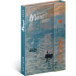 Határidőnapló mágnessel záródó, krémszínű lapokkal Claude Monet 110×160 mm, Presco Határidőnapló Presco