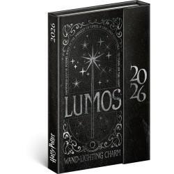 Határidőnapló mágnessel záródó, krémszínű lapokkal Harry Potter-Lumos 110×160 mm, Presco Határidőnapló Presco
