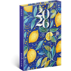 Határidőnapló mágnessel záródó, krémszínű lapokkal Lemons 110×160 mm, Presco Határidőnapló Presco