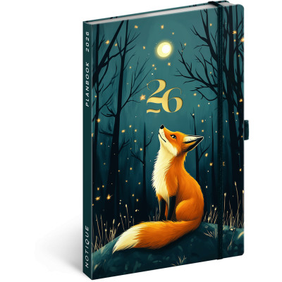 Keménytáblás notesz krémszínű lapokkal leszorító gumiszalaggal Fox 130x210mm, Presco