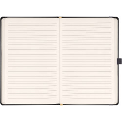 Keménytáblás notesz vonalas krémszínű lapokkal leszorító gumiszalaggal Gray 130x210mm, Presco Napló Presco