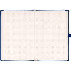 Keménytáblás notesz pontozott vonalozással krémszínű lapokkal leszorító szalaggal Dark blue 130x210mm, Presco Napló Presco