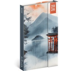 Határidőnapló mágnessel záródó, heti, fehér lapokkal Japan 130x210 mm, Presco Határidőnapló Presco