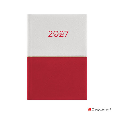 Határidőnapló Contrast A5 napi, fehér lapokkal fehér-piros Dayliner 2027.
