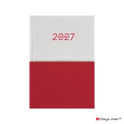 Határidőnapló Contrast A5 napi, fehér lapokkal fehér-piros Dayliner 2027. Határidőnapló Dayliner