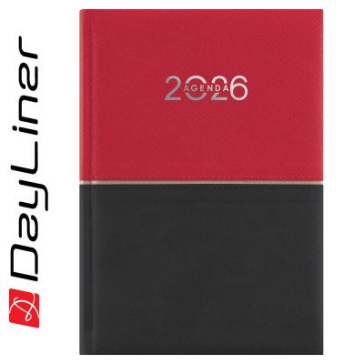 Határidőnapló Contrast A5 napi, fehér lapokkal piros-fekete Dayliner 2026.