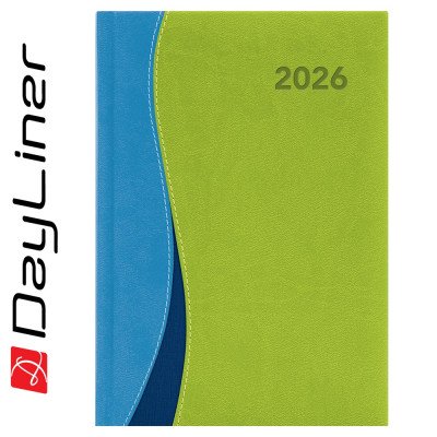 Határidőnapló Dubai A5 heti, fehér lapokkal kék-zöld Dayliner 2026.