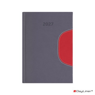 Határidőnapló Memphis B5 heti, fehér lapokkal szürke-piros Dayliner 2027.