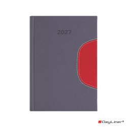 Határidőnapló Memphis B5 heti, fehér lapokkal szürke-piros Dayliner 2027. Határidőnapló Dayliner