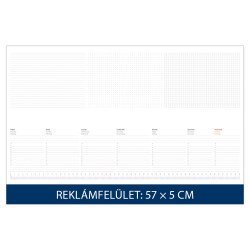 Asztali naptár könyöklő 570 x 380 mm, fehér lapokkal kék Dayliner 2026. Asztali naptár Dayliner