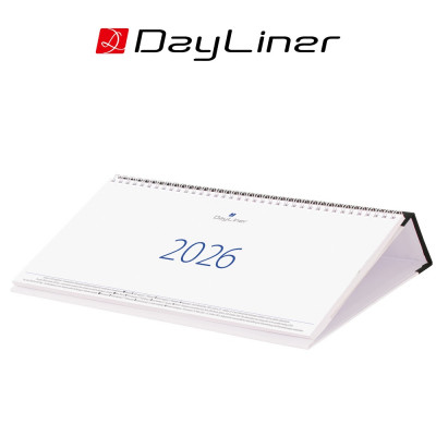 Asztali naptár Club 320 x 150 mm, fehér lapokkal fekete műbörrel borított tartóval Dayliner 2026.
