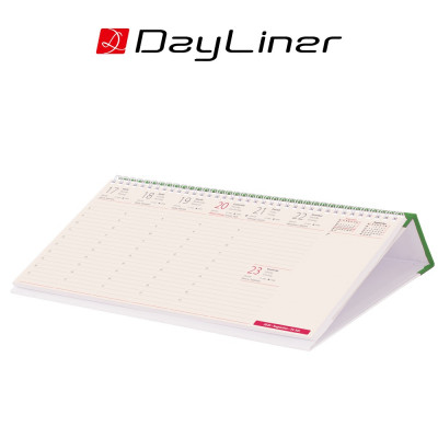 Asztali naptár Kódex 320 x 150 mm, fekvő zöld műbörrel borított tartóval Dayliner 2026.