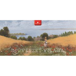 Képes asztali naptár Művészet 320 x 150 mm, fehér lapokkal fekvő fehér karton tartóval Dayliner 2026. Asztali naptár Dayliner