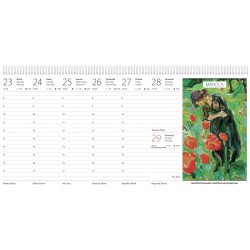 Képes asztali naptár Művészet 320 x 150 mm, fehér lapokkal fekvő fehér karton tartóval Dayliner 2026. Asztali naptár Dayliner