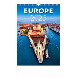 Falinaptár képes 315 x 450 mm, fehér lapokkal Europe Dayliner 2027. Falinaptár Dayliner