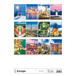 Falinaptár képes 315 x 450 mm, fehér lapokkal Europe Dayliner 2027. Falinaptár Dayliner