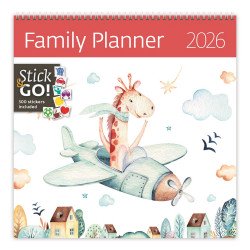 Falinaptár képes 300 x 300 mm, fehér lapokkal Family Planner Dayliner 2026. Falinaptár Dayliner