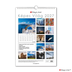 Falinaptár képes 230 x 330 mm, fehér lapokkal Képes Világ Dayliner 2027. Falinaptár Dayliner