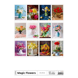 Falinaptár képes 315 x 450 mm, fehér lapokkal Magic Flowers Dayliner 2027. Falinaptár Dayliner
