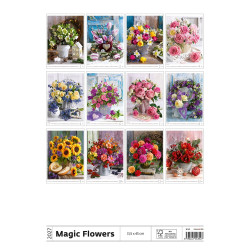 Falinaptár képes 315 x 450 mm, fehér lapokkal Magic Flowers Dayliner 2027. Falinaptár Dayliner