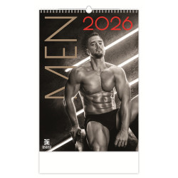 Falinaptár képes 450 × 520 mm, fehér lapokkal Men Dayliner 2026. Falinaptár Dayliner