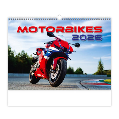 Falinaptár képes 450 × 315 mm, fehér lapokkal Motorbikes Dayliner 2027.