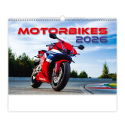 Falinaptár képes 450 × 315 mm, fehér lapokkal Motorbikes Dayliner 2027. Falinaptár Dayliner