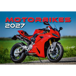 Falinaptár képes 450 × 315 mm, fehér lapokkal Motorbikes Dayliner 2027. Falinaptár Dayliner