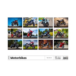Falinaptár képes 450 × 315 mm, fehér lapokkal Motorbikes Dayliner 2027. Falinaptár Dayliner