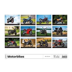 Falinaptár képes 450 × 315 mm, fehér lapokkal Motorbikes Dayliner 2027. Falinaptár Dayliner