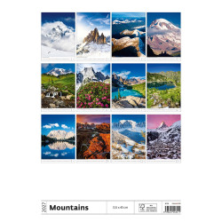 Falinaptár képes 315 x 450 mm, fehér lapokkal Mountains Dayliner 2027. Falinaptár Dayliner