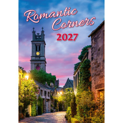Falinaptár képes 315 x 450 mm, fehér lapokkal Romantic Corners Dayliner 2027. Falinaptár Dayliner