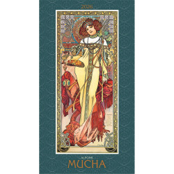Falinaptár képes 420 × 560 mm, fehér lapokkal Alfons Mucha Dayliner 2027. Falinaptár Dayliner