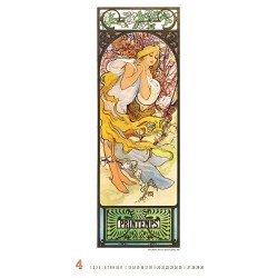 Falinaptár képes 420 × 560 mm, fehér lapokkal Alfons Mucha Dayliner 2027. Falinaptár Dayliner