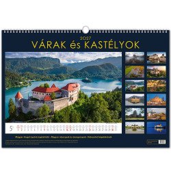 Falinaptár képes 340 × 485 mm, fehér lapokkal Várak és Kastélyok Dayliner 2027. Falinaptár Dayliner