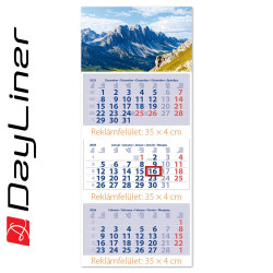 Speditőr naptár 3 tömb, 3 hónap Medium Club 350 × 755 mm, fehér lapokkal Hegy Dayliner 2026. Speditőr falinaptár Dayliner