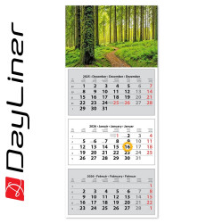 Speditőr naptár 3 tömb, 3 hónap SP-30 330 × 760 mm, fehér lapokkal Erdő Dayliner 2026. Speditőr falinaptár Dayliner