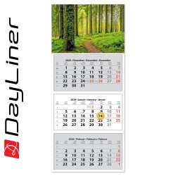 Speditőr naptár 3 tömb, 3 hónap SP-30 330 × 760 mm, fehér lapokkal Erdő Dayliner 2026. Speditőr falinaptár Dayliner