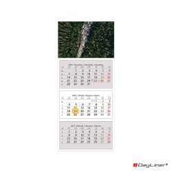 Speditőr naptár 3 tömb, 3 hónap SP-30 330 × 760 mm, fehér lapokkal Erdő Dayliner 2027. Speditőr falinaptár Dayliner