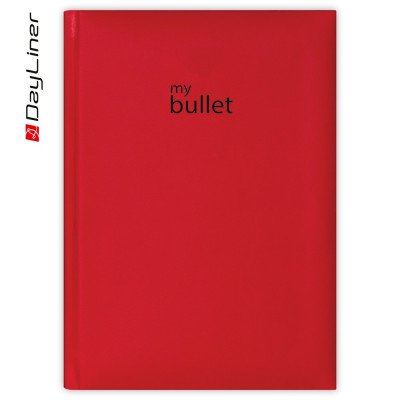 Keménytáblás notesz pontozott vonalozással Pannon A5 Bullet, fehér lapokkal piros Dayliner 2027.