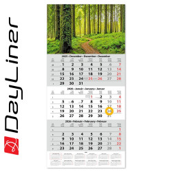 Speditőr naptár 1 tömb, 3 hónap SP-1 330 × 670 mm, fehér lapokkal Erdő Dayliner 2026. Speditőr falinaptár Dayliner