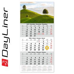 Speditőr naptár 1 tömb, 3 hónap SP-1 330 × 670 mm, fehér lapokkal Hangulat Dayliner 2026. Speditőr falinaptár Dayliner