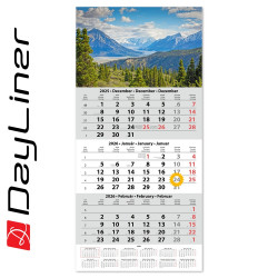 Speditőr naptár 1 tömb, 3 hónap SP-1 330 × 670 mm, fehér lapokkal Hegy Dayliner 2026. Speditőr falinaptár Dayliner