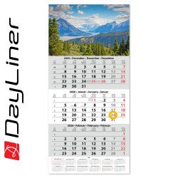 Speditőr naptár 1 tömb, 3 hónap SP-1 330 × 670 mm, fehér lapokkal Hegy Dayliner 2027. Speditőr falinaptár Dayliner