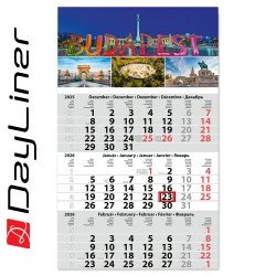 Speditőr naptár 1 tömb, 3 hónap Primus Classic 300 × 480 mm, fehér lapokkal Budapest Dayliner 2026. Speditőr falinaptár Dayliner