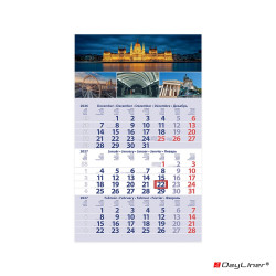 Speditőr naptár 1 tömb, 3 hónap Primus Club 300 × 480 mm, fehér lapokkal Budapest Dayliner 2027. Speditőr falinaptár Dayliner