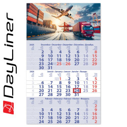 Speditőr naptár 1 tömb, 3 hónap Primus Club 300 × 480 mm, fehér lapokkal Logisztika Dayliner 2026. Speditőr falinaptár Dayliner